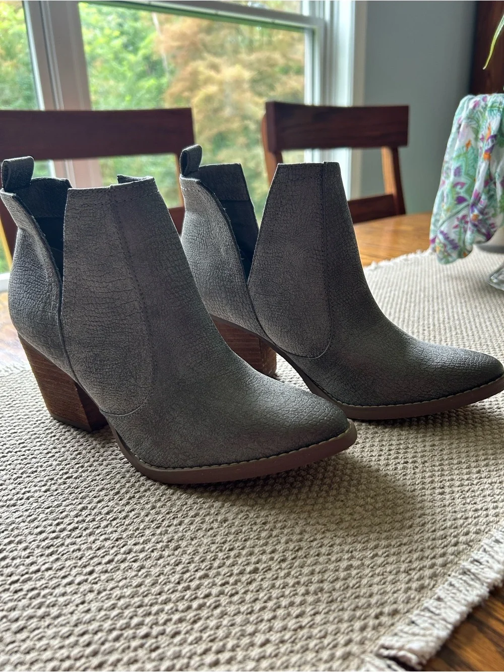 Not Rated Gray Chelsea Ankle Boots - Textured Faux Leather